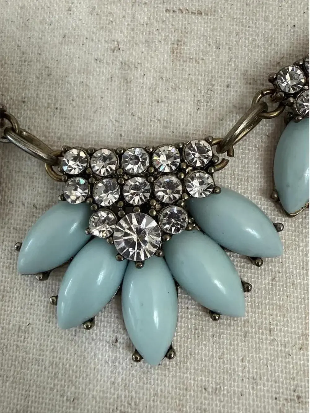J.Crew Blue Rhinestone Statement Necklace | 2010s